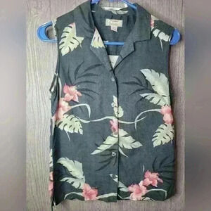 Tommy Bahama silk Hawaiian sleevless blouse. Size Small.